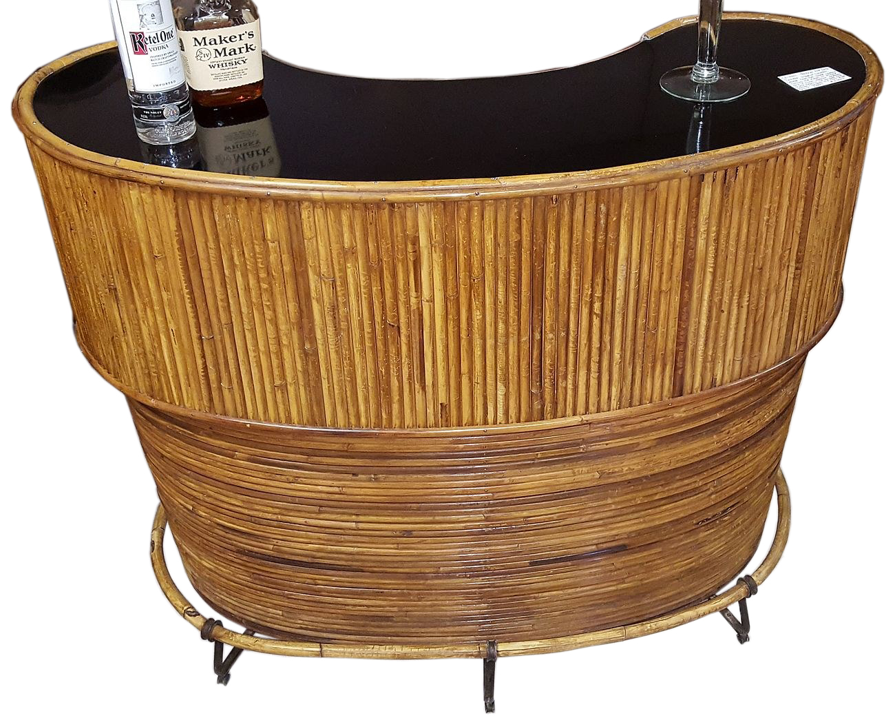 Birdekin Bamboo StandUp Bar with Footrest, Black Bakelite Modernism